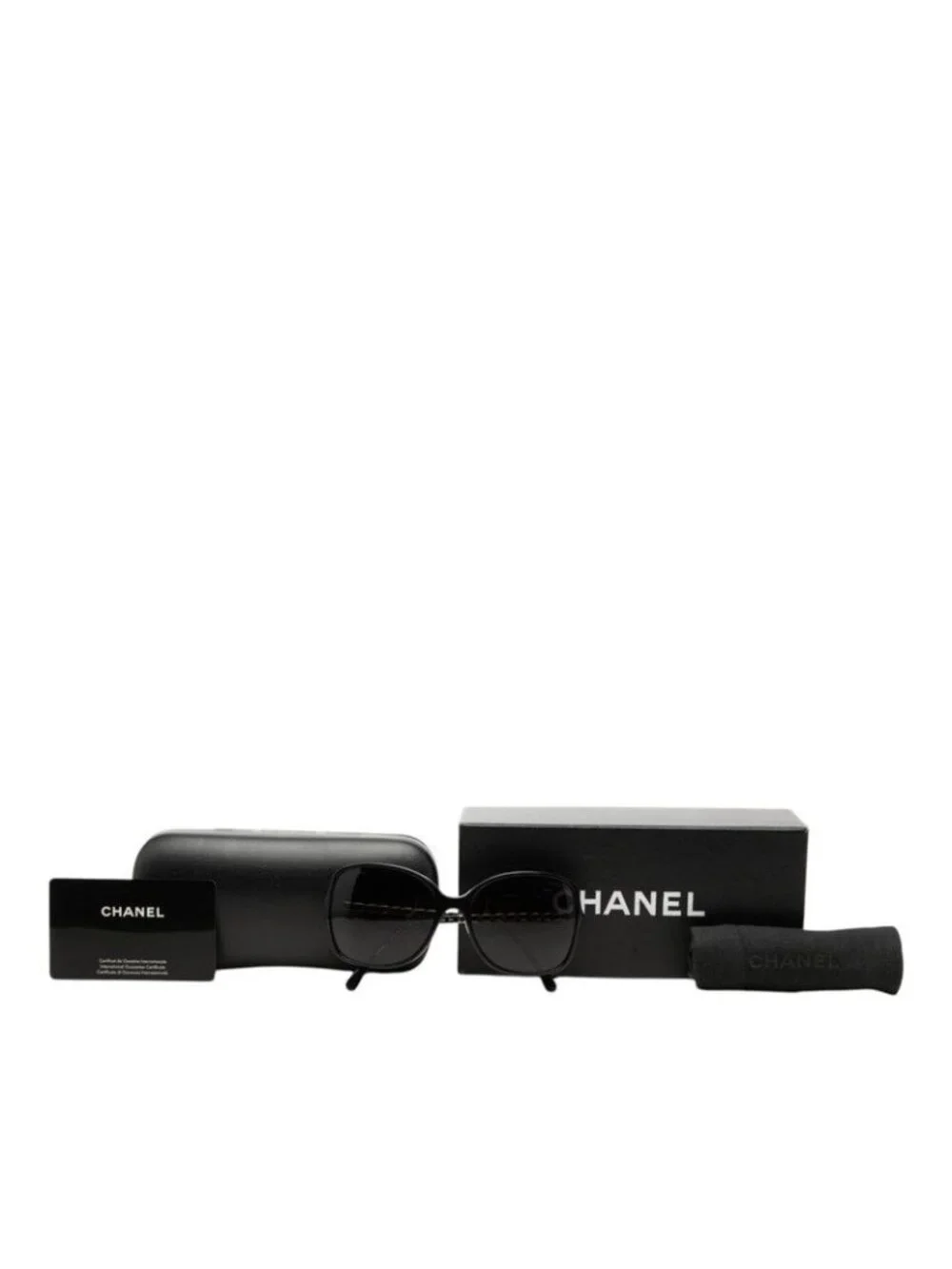 Chanel CC Logo Sunglasses Eyewear Black Gold Acetate Plating